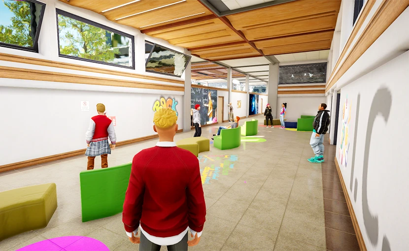 Immagine degli spazi comuni nella scuola virtuale